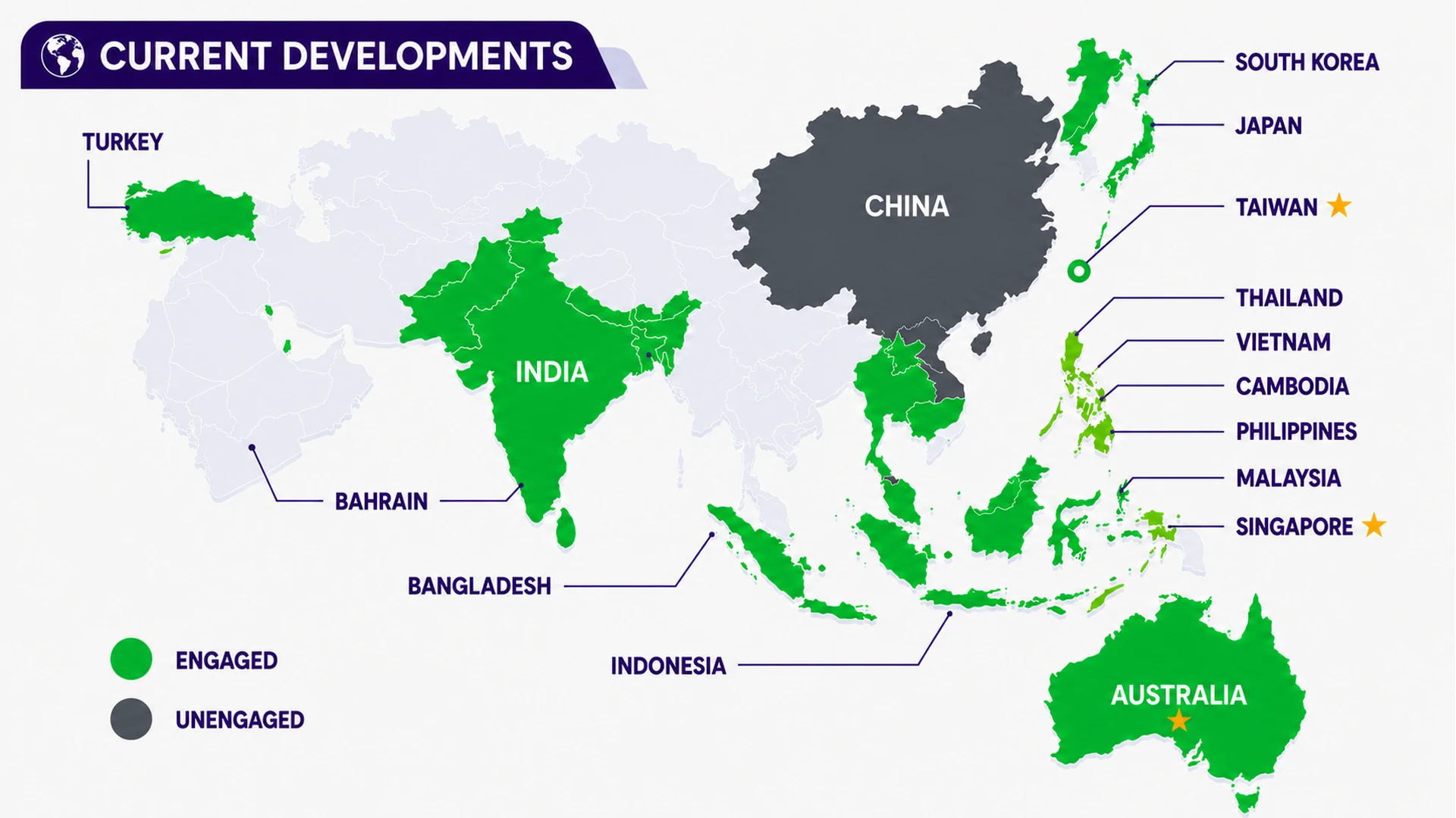 Map of Vulcanest's current developments across Asia-Pacific